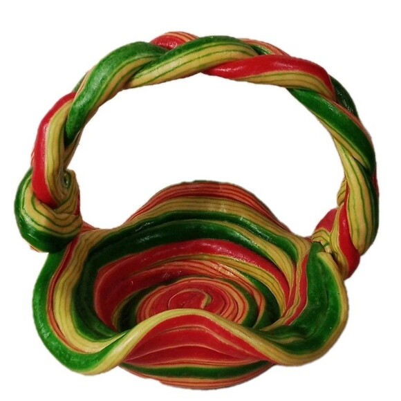 Hard Plastic Multi  Color Braided Funky‎ Cool Basket Beautiful Decor - Picture 1 of 16